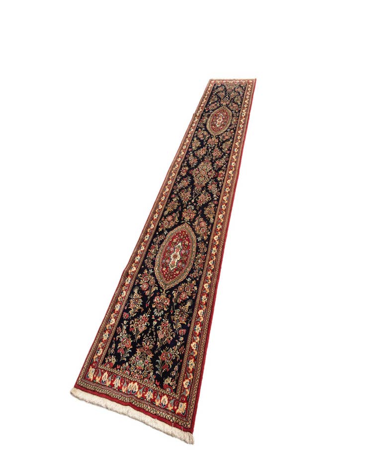 Detail image of 2' 11 x 13' 5  Hand Knotted Qom Persian Runner Rug