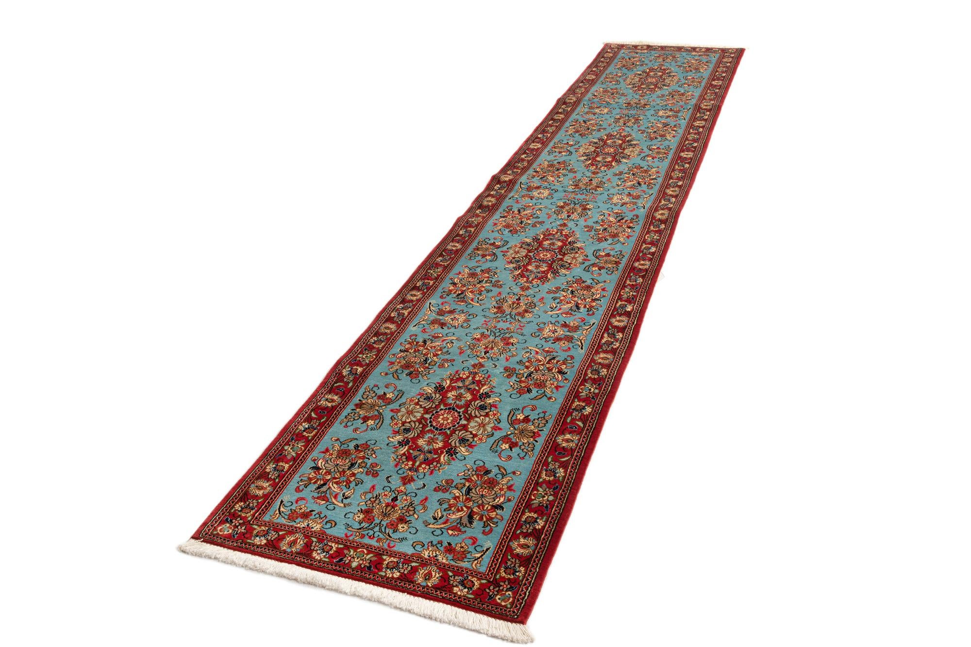 2' 7 x 13' 3 Hand Knotted Qom Persian Runner Rug