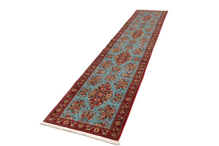 Detail image of 2' 7 x 13' 3 Hand Knotted Qom Persian Runner Rug