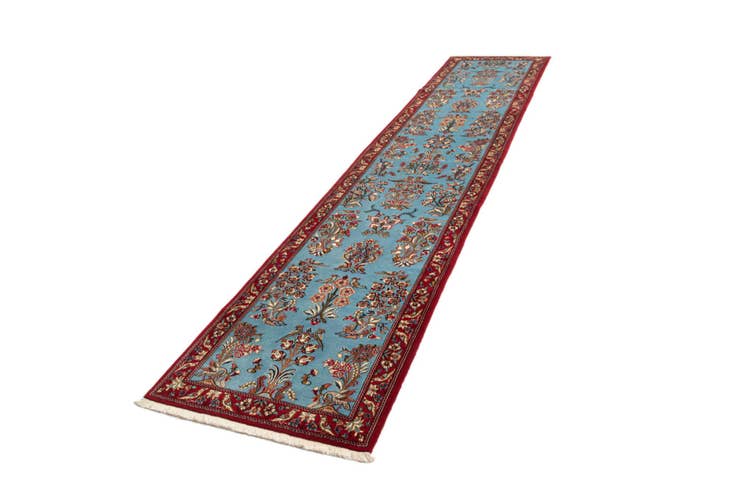 Detail image of 2' 7 x 12' 11 Hand Knotted Qom Persian Runner Rug