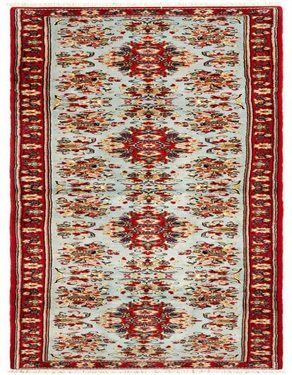 Detail image of 2' 7 x 13' Hand Knotted Qom Persian Runner Rug