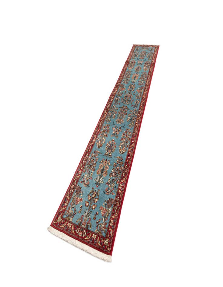 Detail image of 2' 7 x 13' 1  Hand Knotted Qom Persian Runner Rug