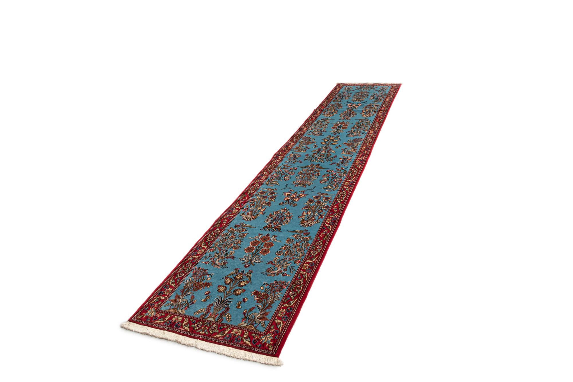2' 7 x 13' 11 Hand Knotted Qom Persian Runner Rug