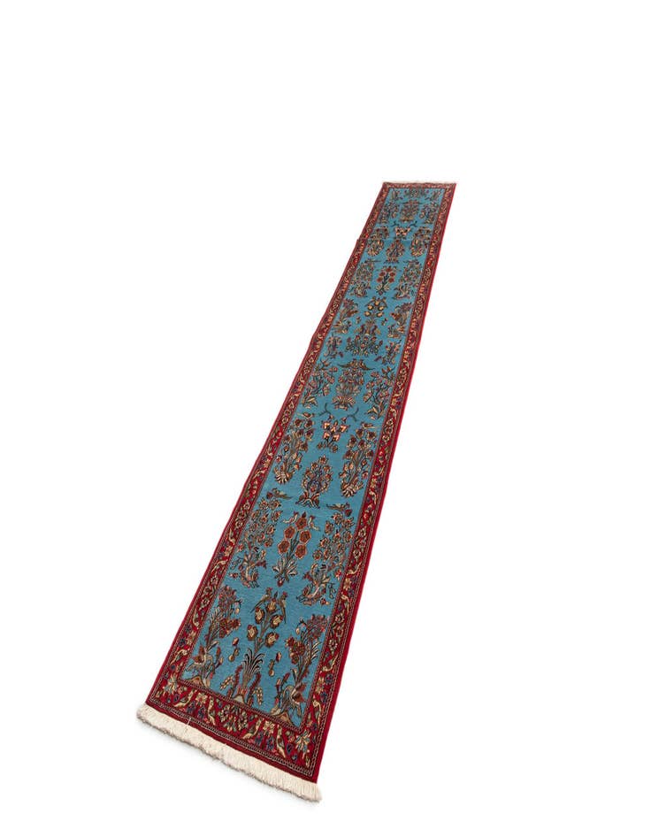 Detail image of 2' 7 x 13' 11  Hand Knotted Qom Persian Runner Rug