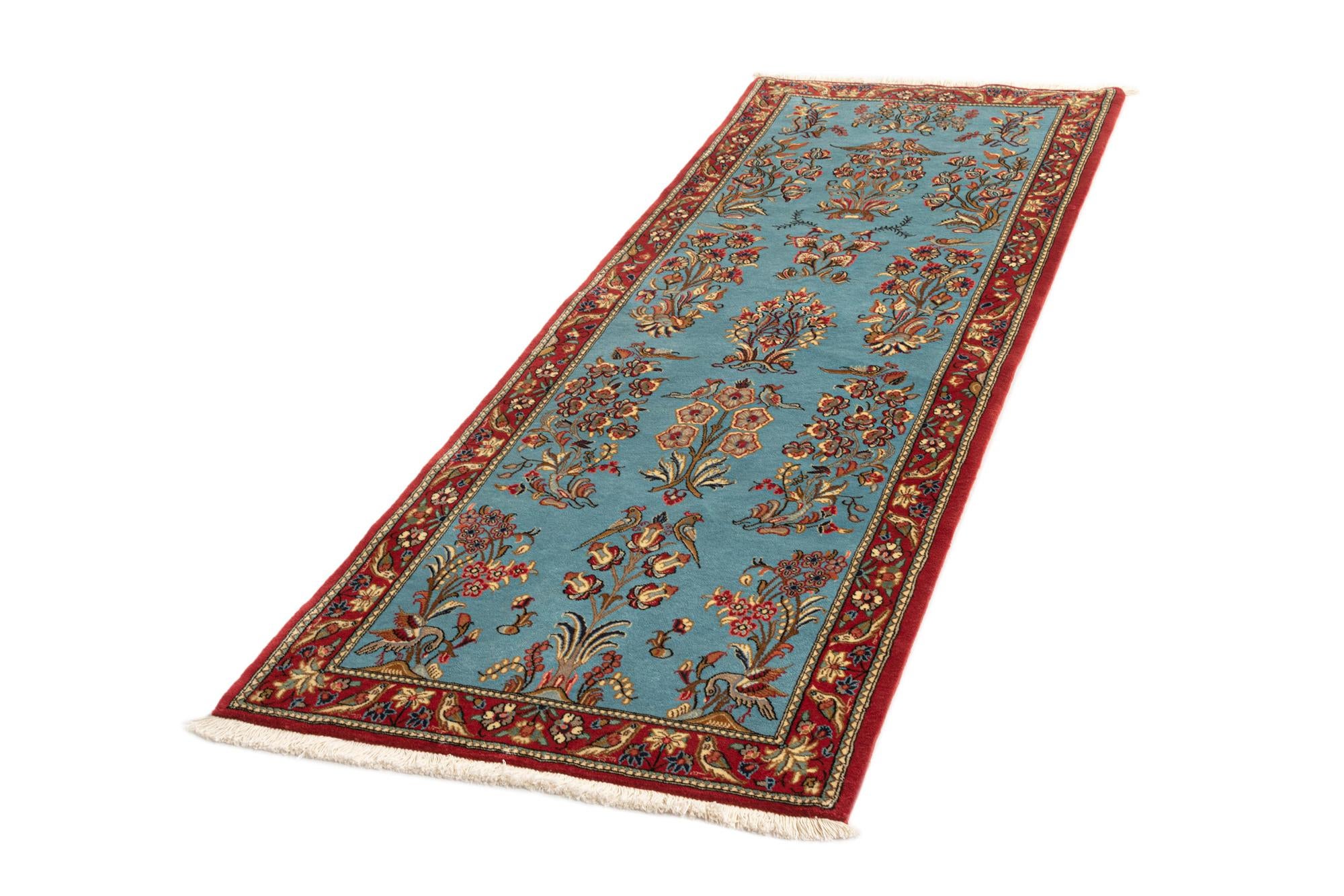 2' 7 x 7' 3 Hand Knotted Qom Persian Runner Rug