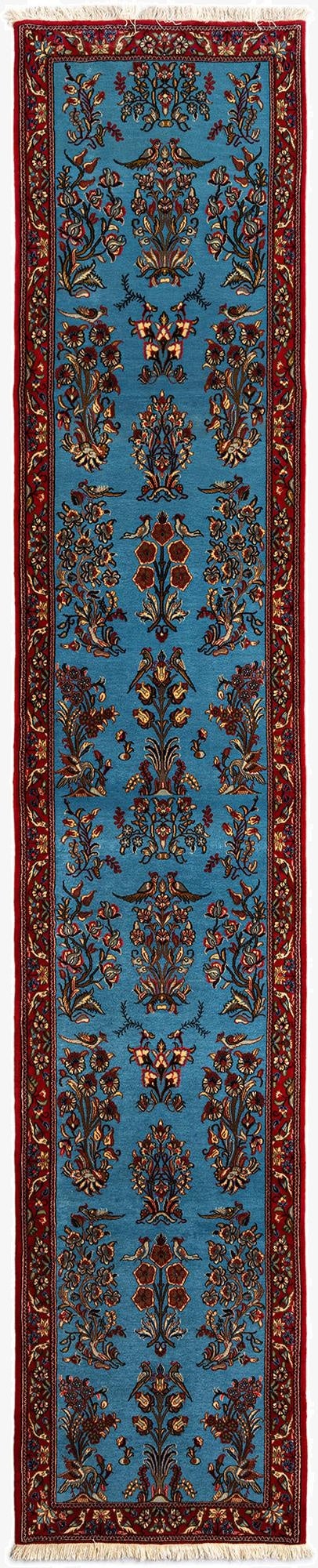 2' 7 x 13' 11  Hand Knotted Qom Persian Runner Rug