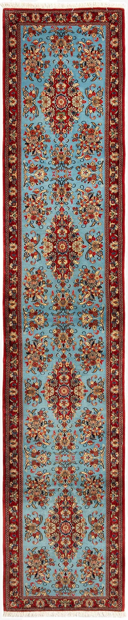2' 7 x 13' 3  Hand Knotted Qom Persian Runner Rug