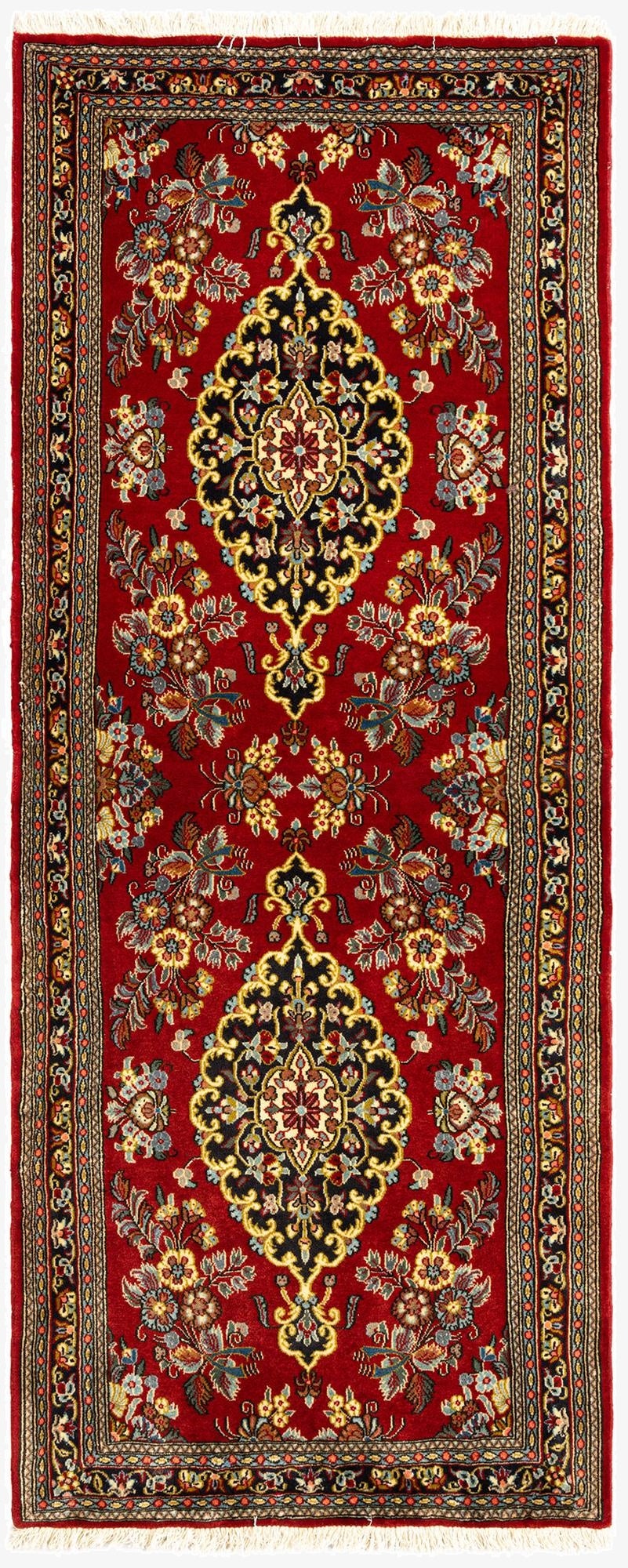 2' 7 x 6' 9  Hand Knotted Qom Persian Runner Rug