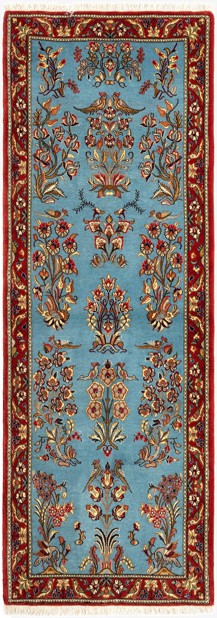 2' 7 x 7' 3  Hand Knotted Qom Persian Runner Rug