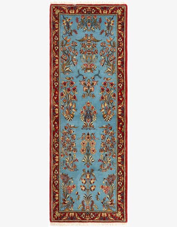 2' 7 x 7' 3 Hand Knotted Qom Persian Runner Rug