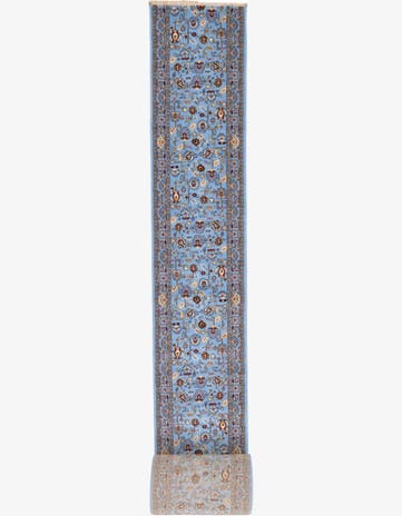 Blue Tabriz Design Runner Rug