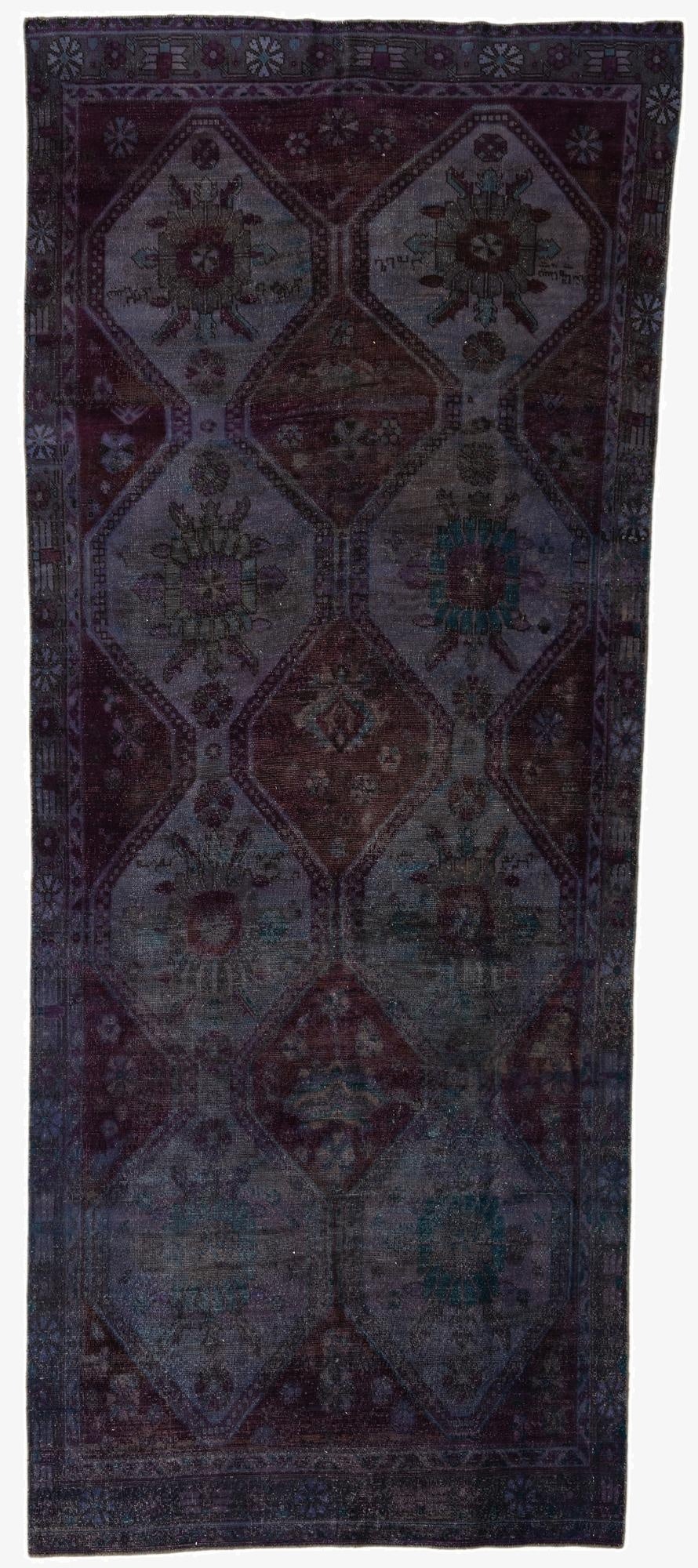 4' 9 x 12' 1  Hand Knotted Ultra Vintage Persian Wool Runner Rug