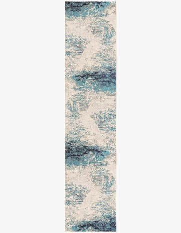 Blue Washable Vivid Runner Rug