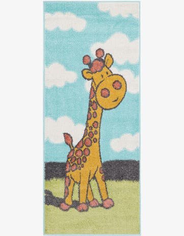 Blue Giraffe Whimsy Kids Runner Rug