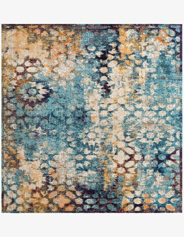 Blue Washable Arte Square Rug