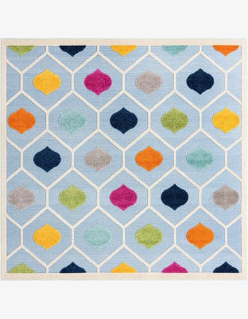 Blue Easy-Clean Aruba Indoor / Outdoor Square Rug