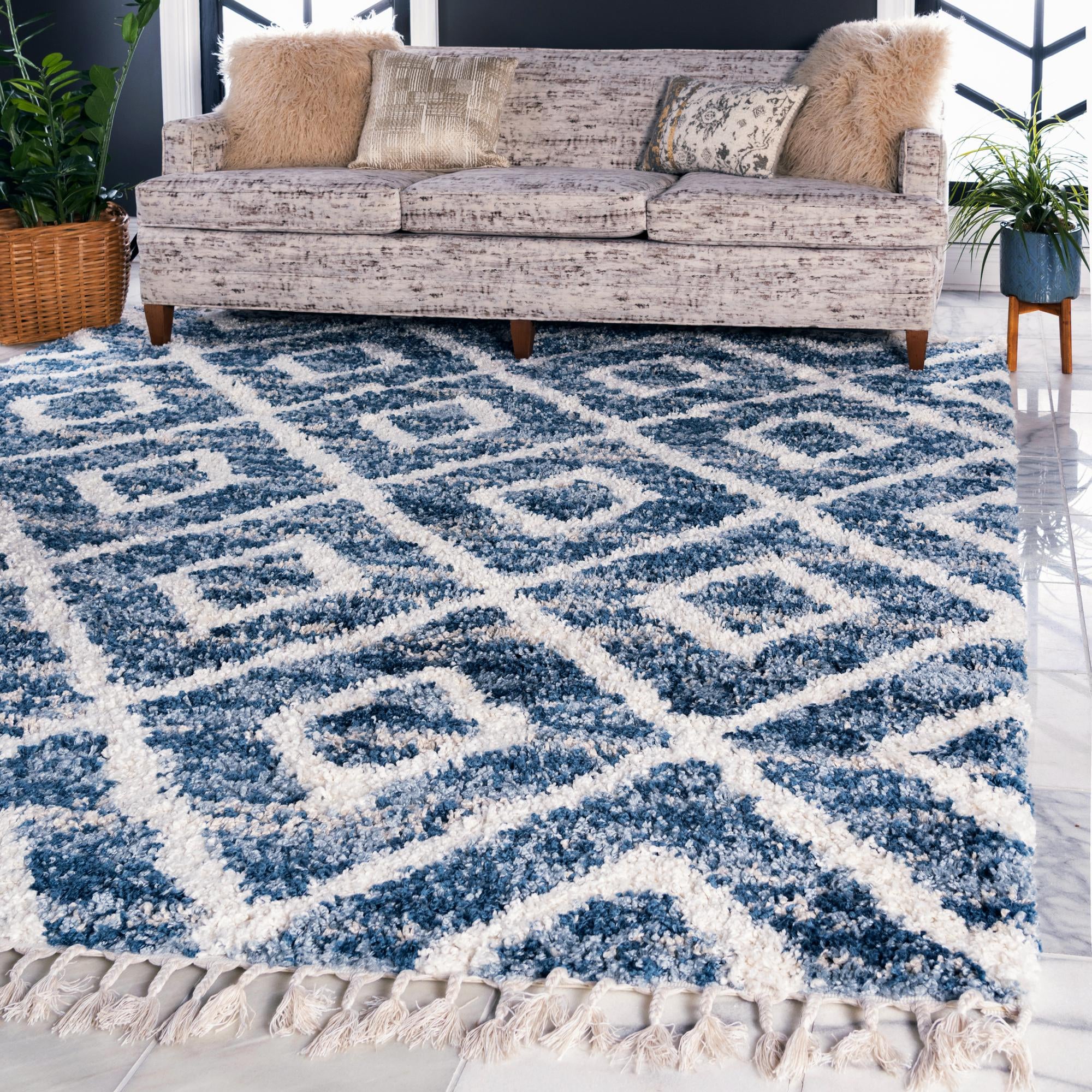 Blue Athena Shag Square Rug