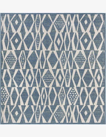 Blue Easy-Clean Baja Indoor / Outdoor Square Rug