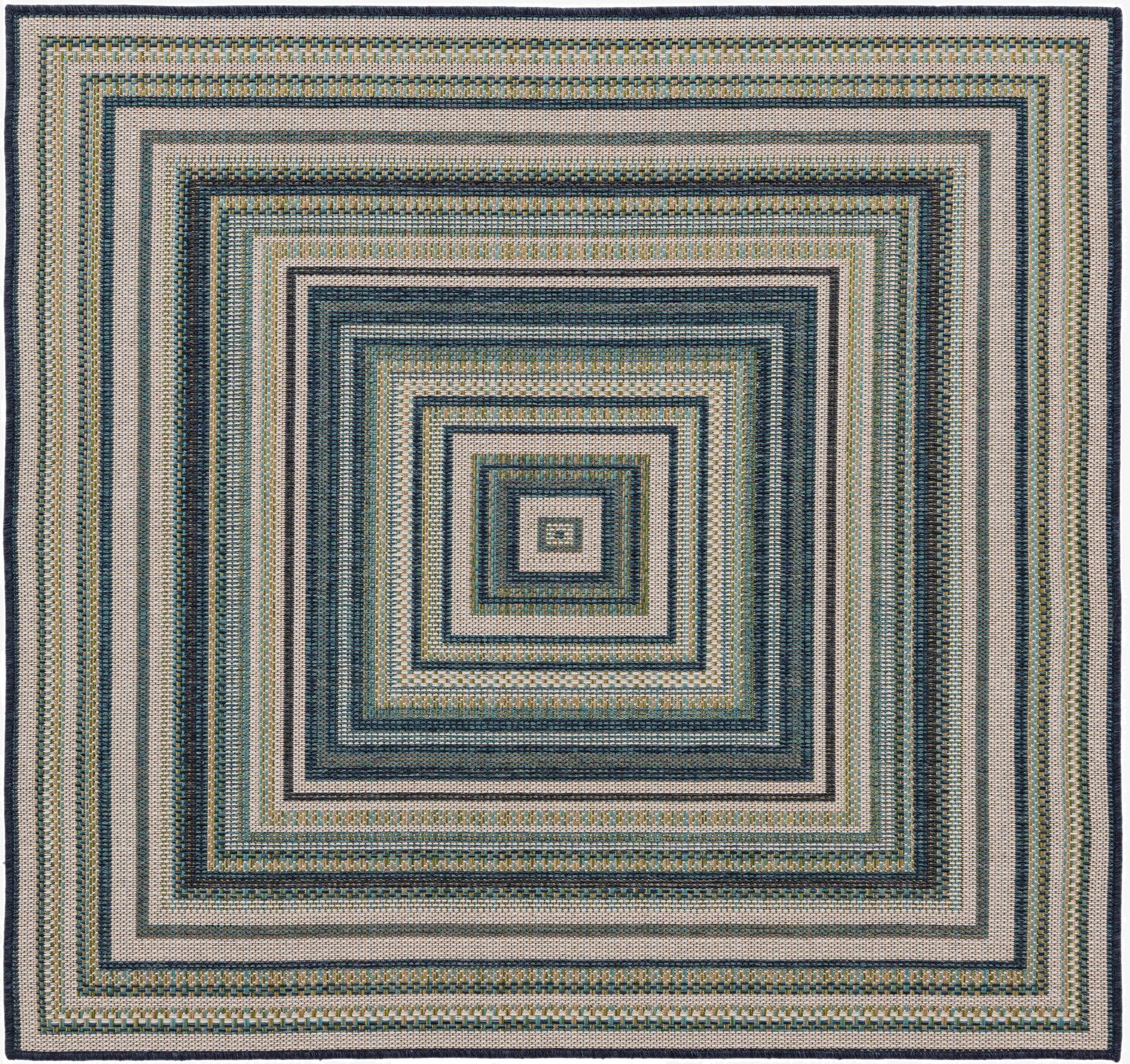 5' 3 x 5' 3  Washable Baja Indoor / Outdoor Square Rug