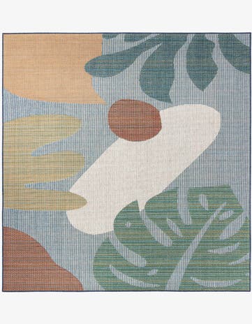 Blue Easy-Clean Baja Indoor / Outdoor Square Rug