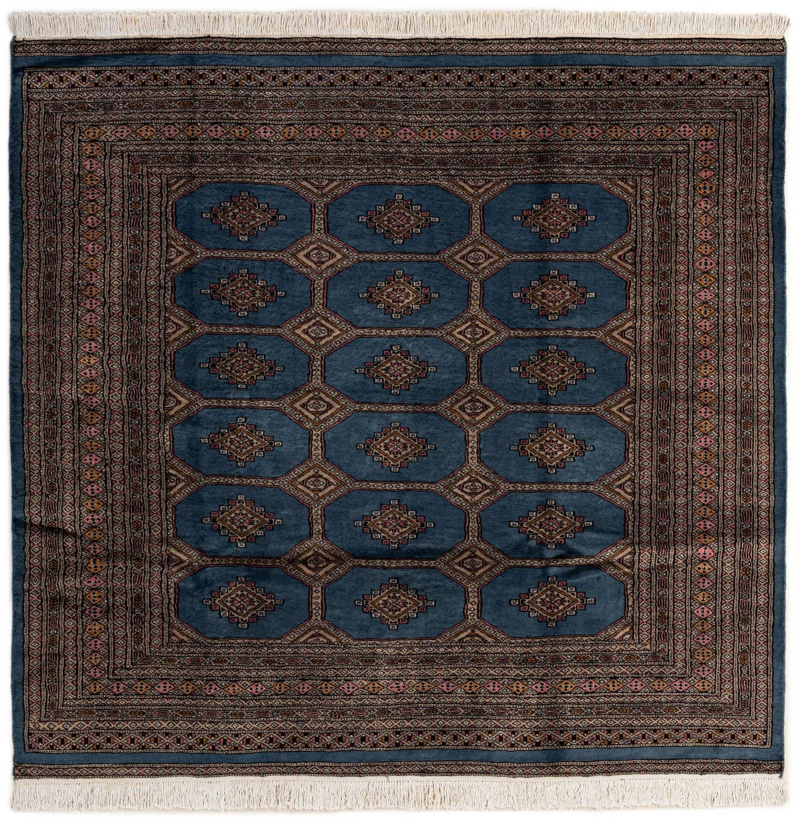 5' 10 x 6' 2 Hand Knotted Bokhara Oriental Wool Square Rug