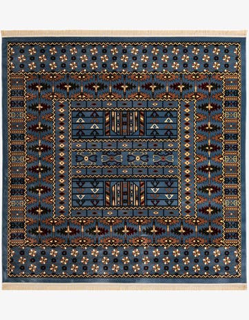 Blue Bokhara Square Rug
