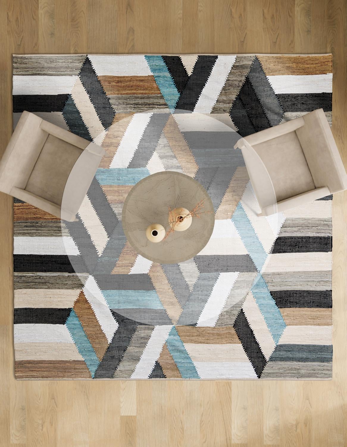 7' 10 x 7' 10 Hand Braided Chindi Cotton Square Rug