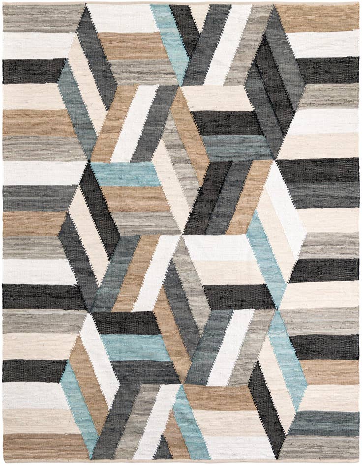 Detail image of 7' 10 x 7' 10 Hand Braided Chindi Cotton Square Rug