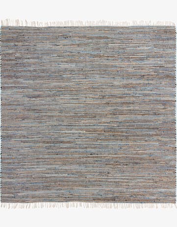 Blue Hand Woven Chindi Jute Square Rug