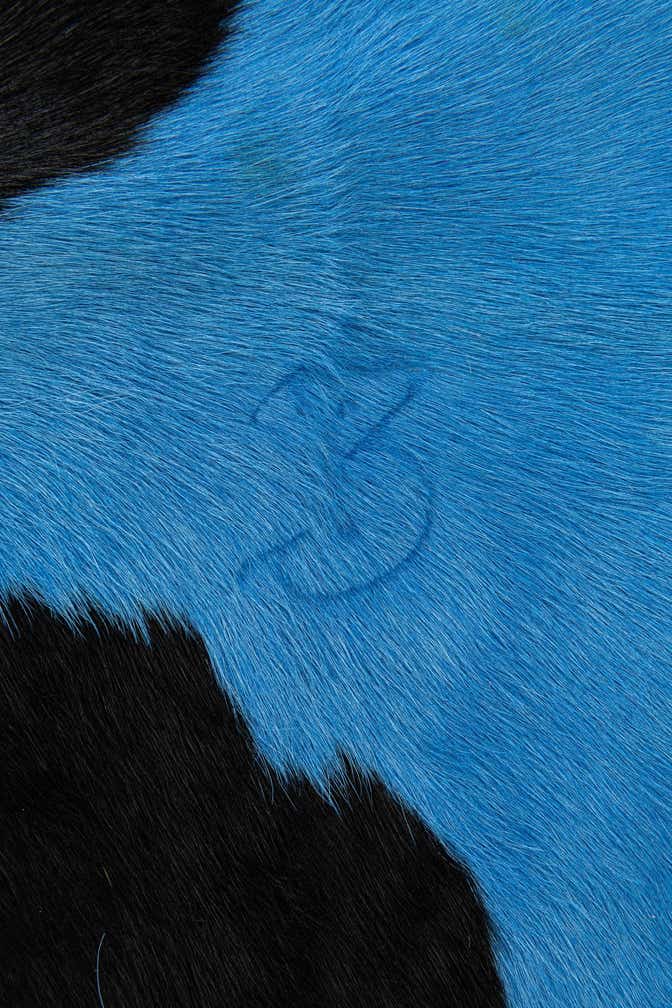 6' x 6' 2 Cowhide Leather Square Rug