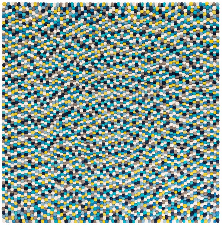 Detail image of 7' 10 x 7' 10 Felt Ball Wool Square Rug