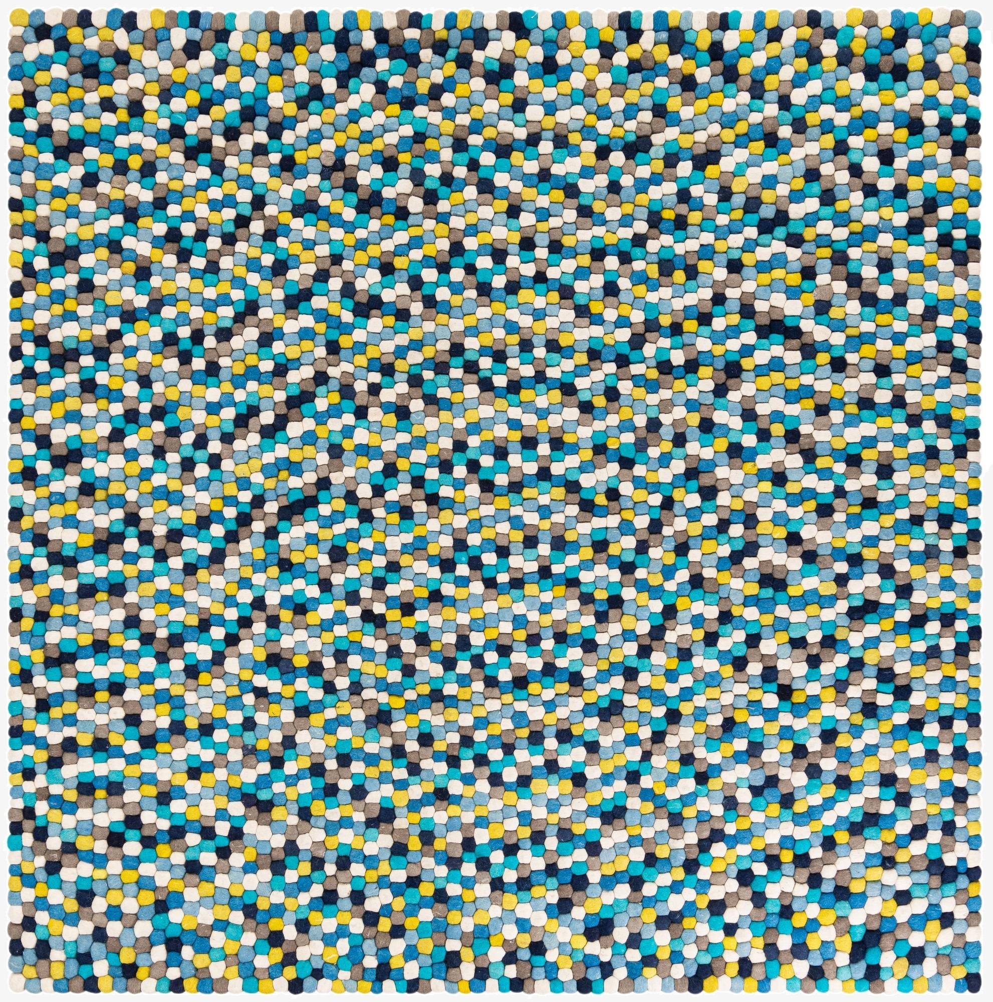 7' 10 x 7' 10 Felt Ball Wool Square Rug