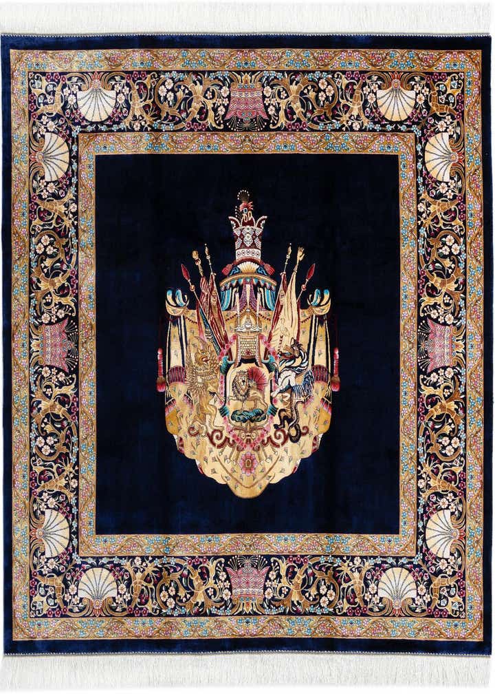 4' 11 x 4' 11 Ghom Design Square Rug
