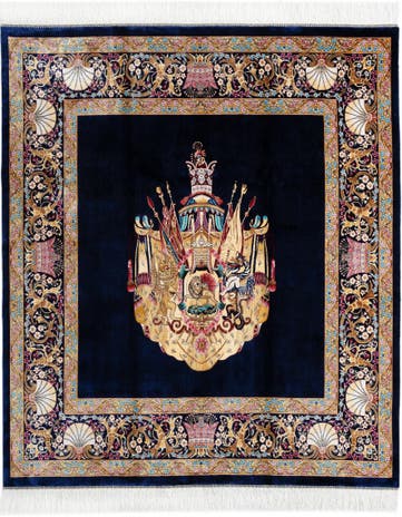 4' 11 x 4' 11 Ghom Design Square Rug