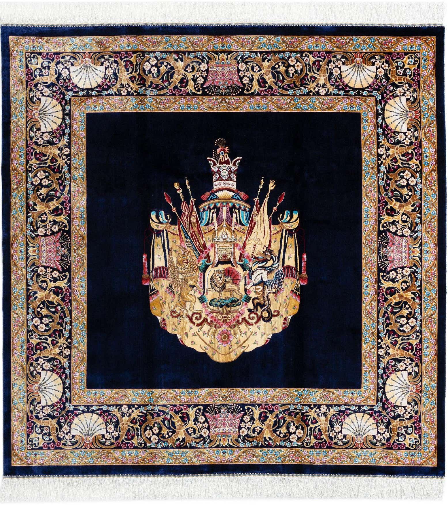 4' 11 x 4' 11 Ghom Design Square Rug