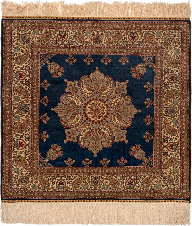Detail image of 4' 9 x 4' 9 Hereke Silk Square Rug