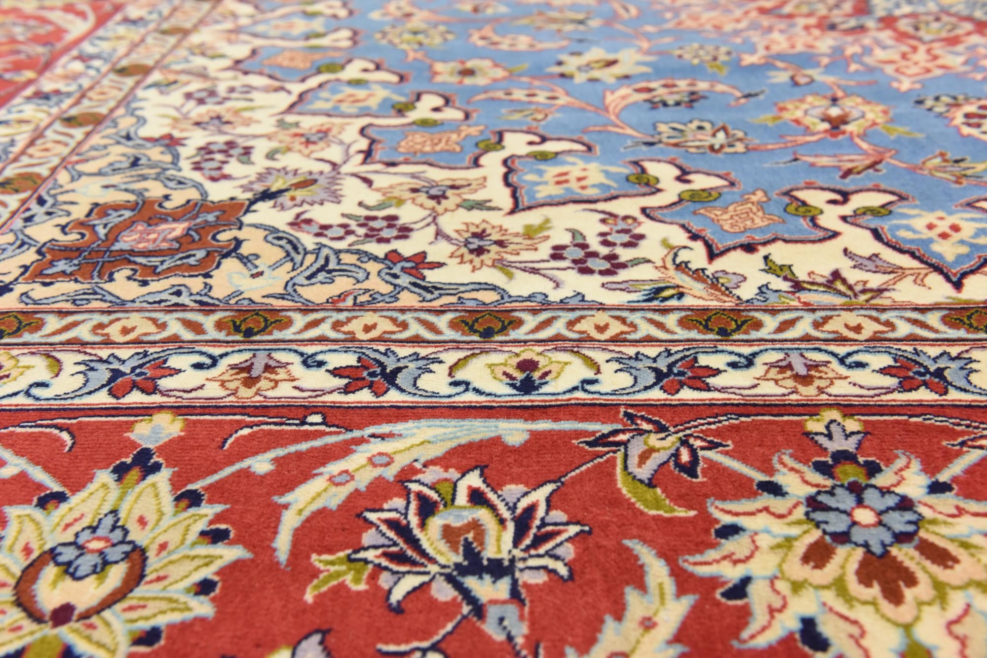 6' 8 x 6' 9 Hand Knotted Isfahan Persian Square Rug