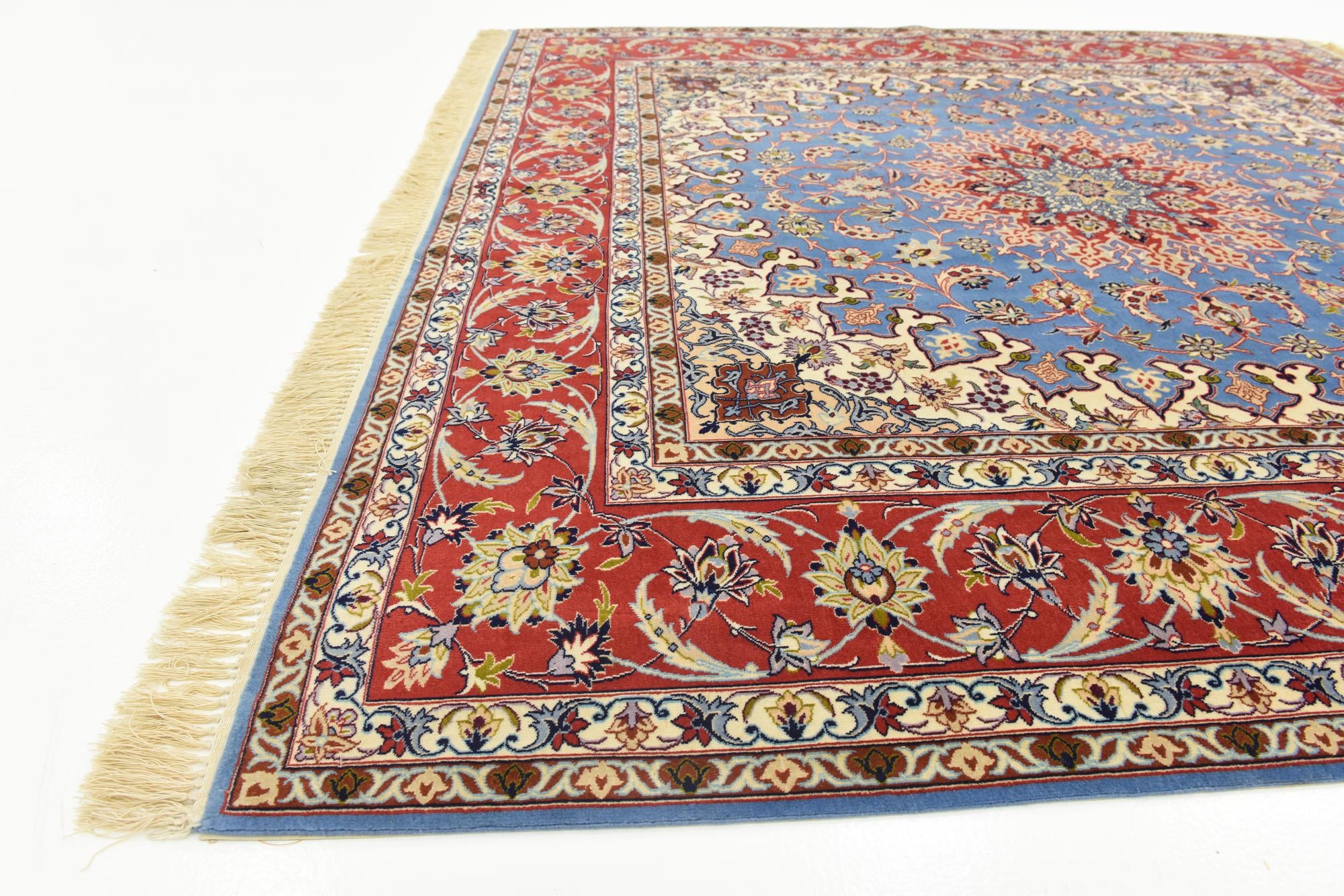 6' 8 x 6' 9 Hand Knotted Isfahan Persian Square Rug