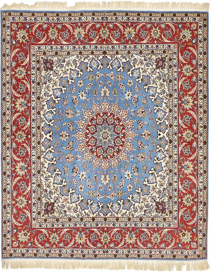 Detail image of 6' 8 x 6' 9 Hand Knotted Isfahan Persian Square Rug