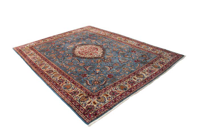 9' 9 x 10' 5 Hand Knotted Kashan Persian Wool Square Rug