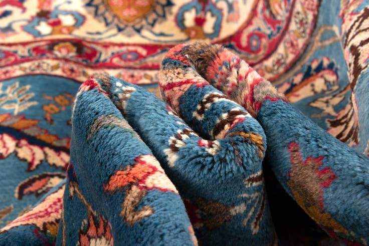 Detail image of 9' 9 x 10' 5 Hand Knotted Kashan Persian Wool Square Rug