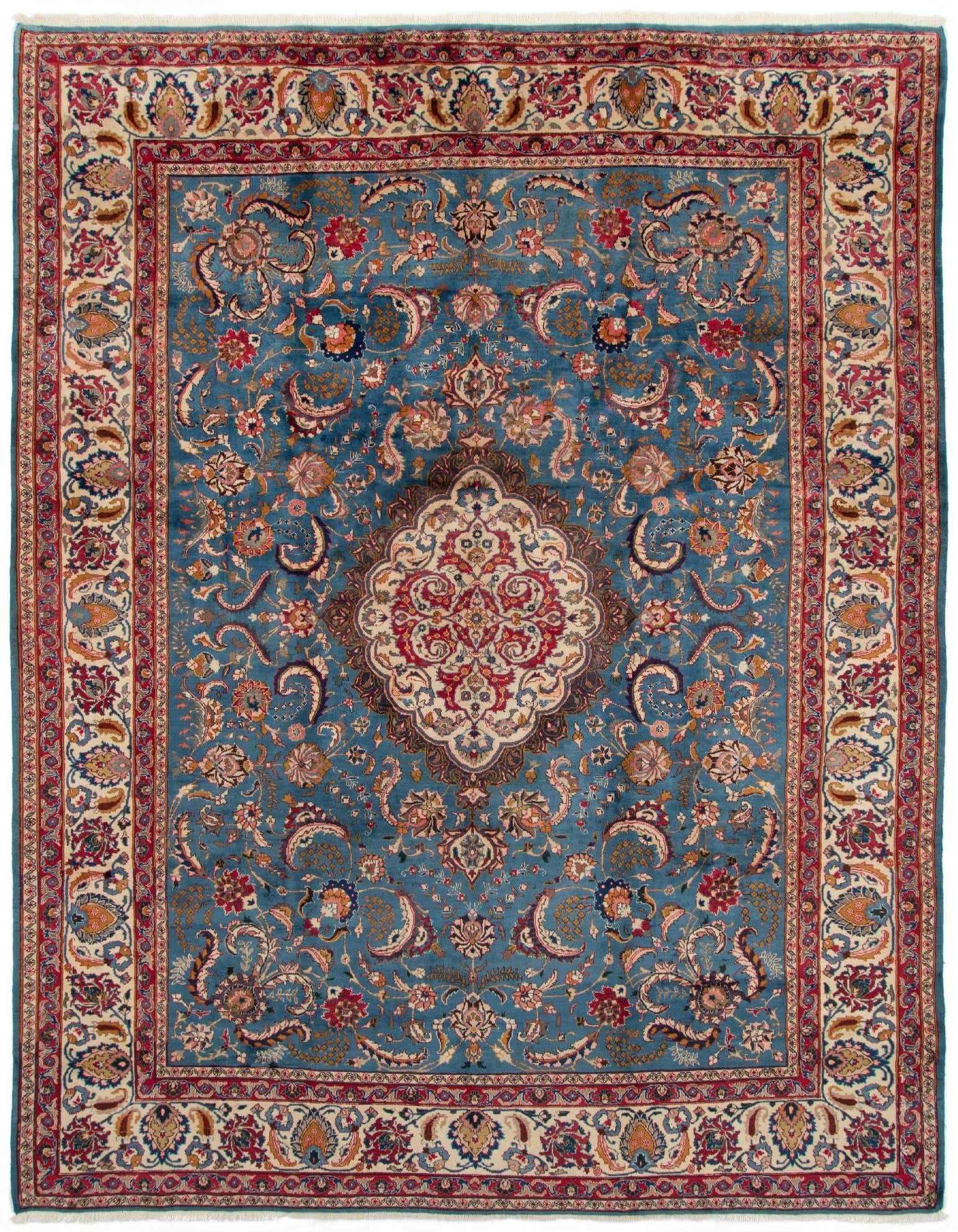 9' 9 x 10' 5 Hand Knotted Kashan Persian Wool Square Rug