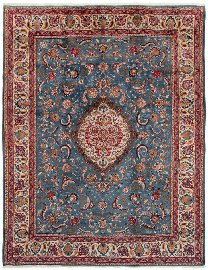 Detail image of 9' 9 x 10' 5 Hand Knotted Kashan Persian Wool Square Rug