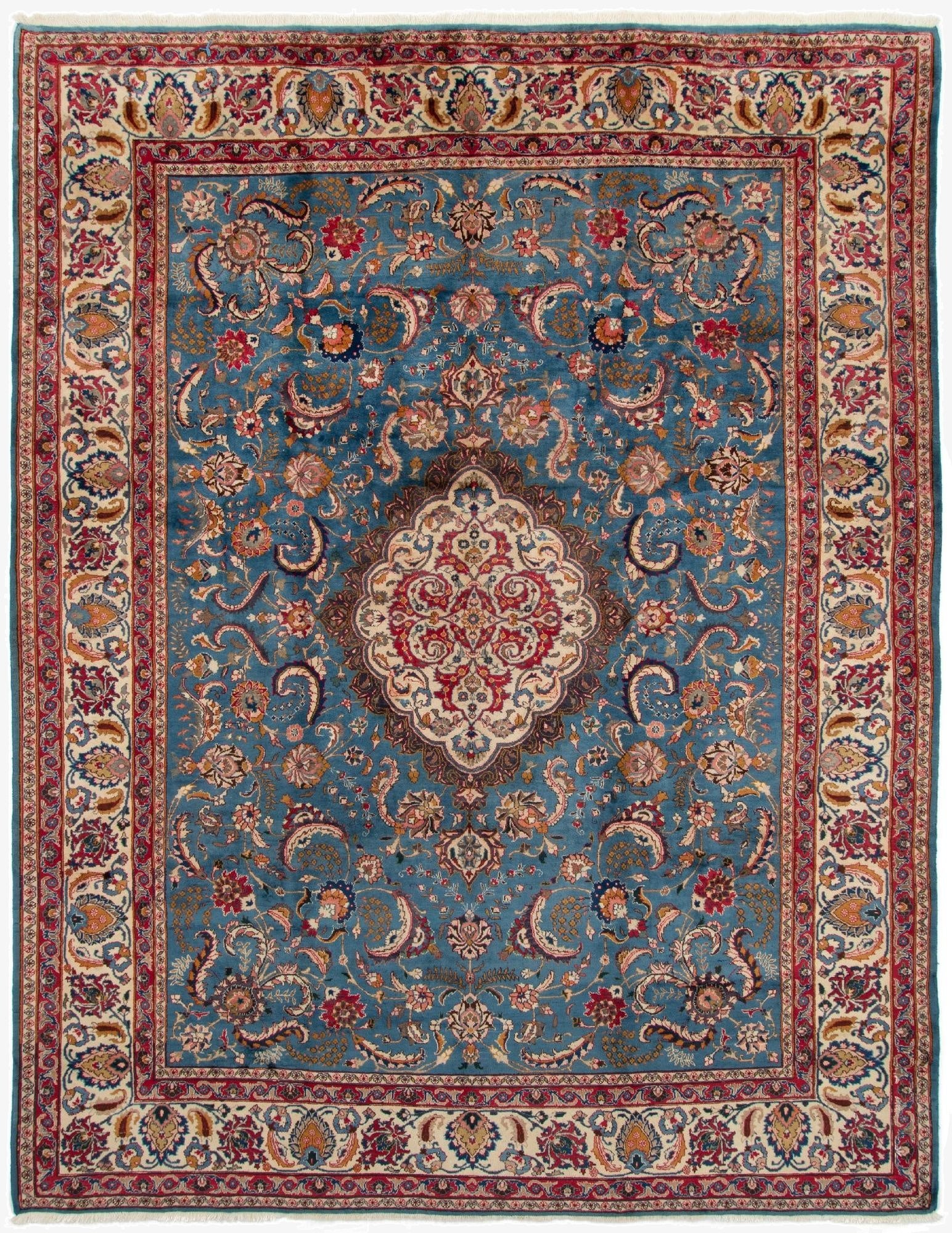 9' 9 x 10' 5  Hand Knotted Kashan Persian Wool Square Rug