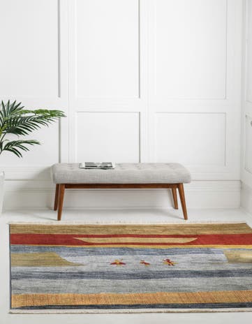 Blue Kashkuli Gabbeh Square Rug