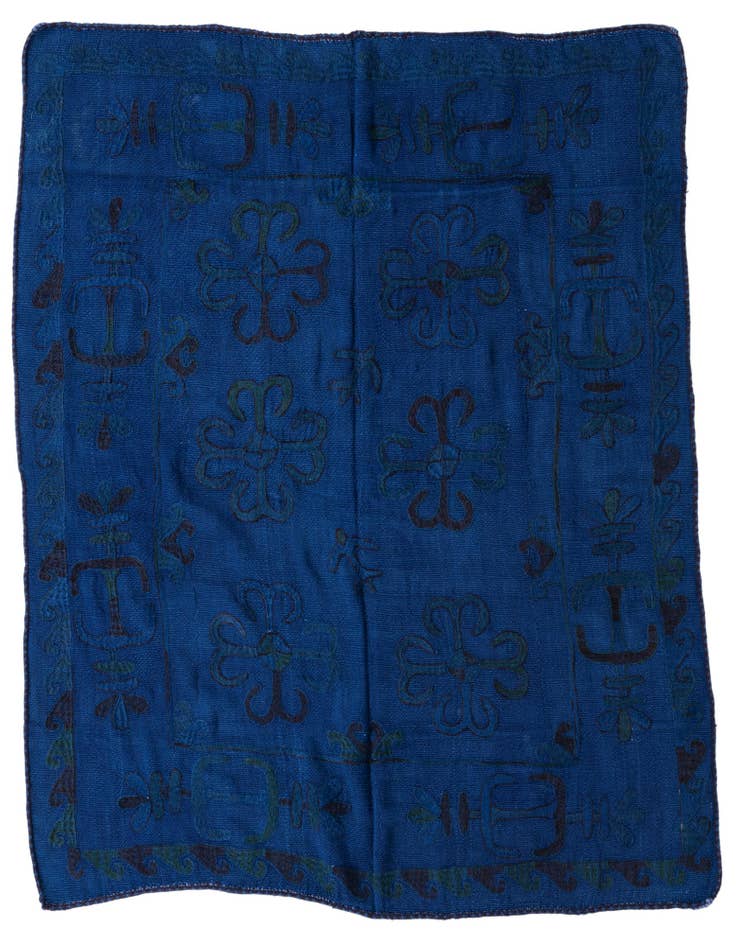 Detail image of 5' 6 x 6' 6 Hand Woven Kilim Suzani Wool Square Rug