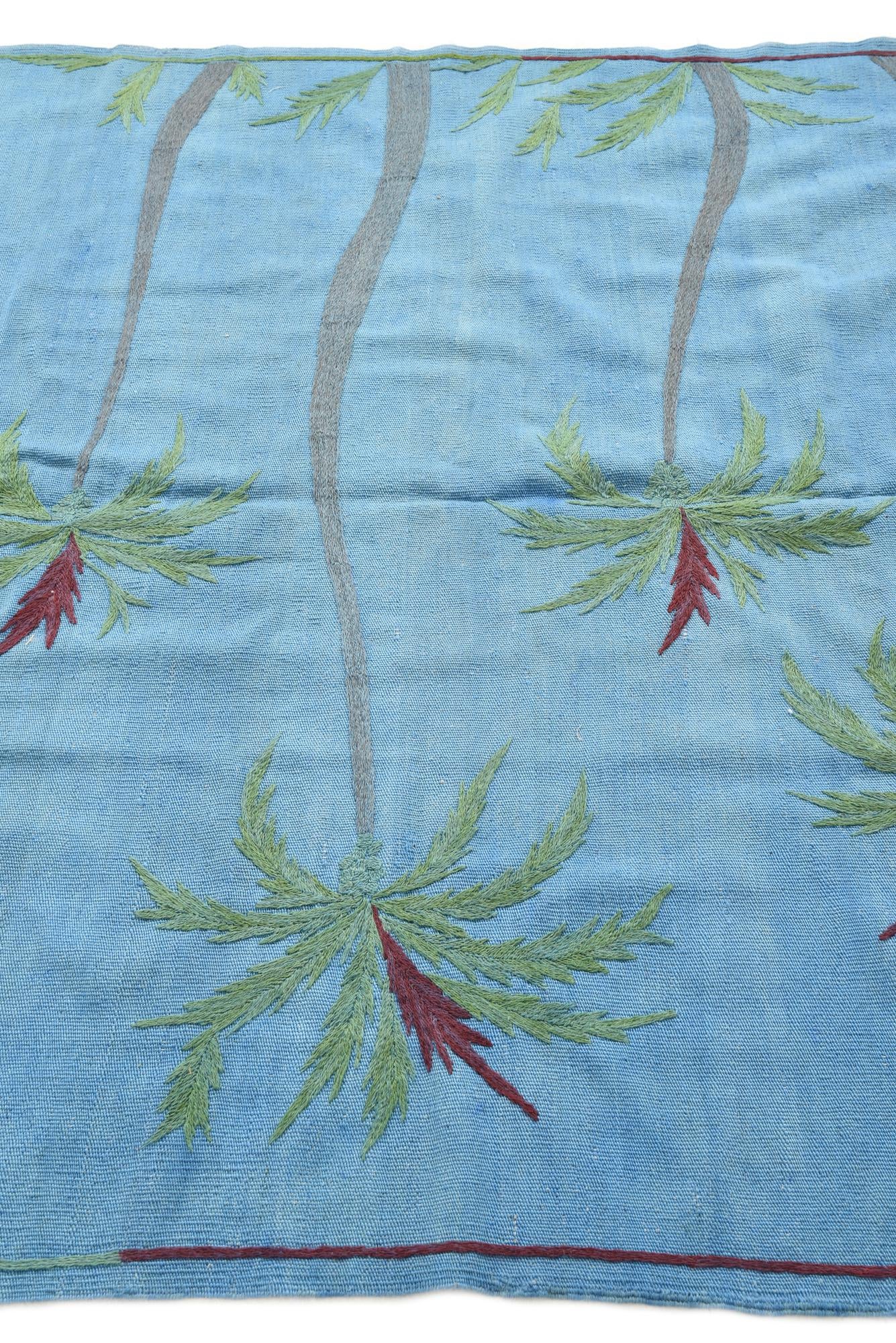4' 11 x 5' 10 Hand Woven Kilim Suzani Wool Square Rug