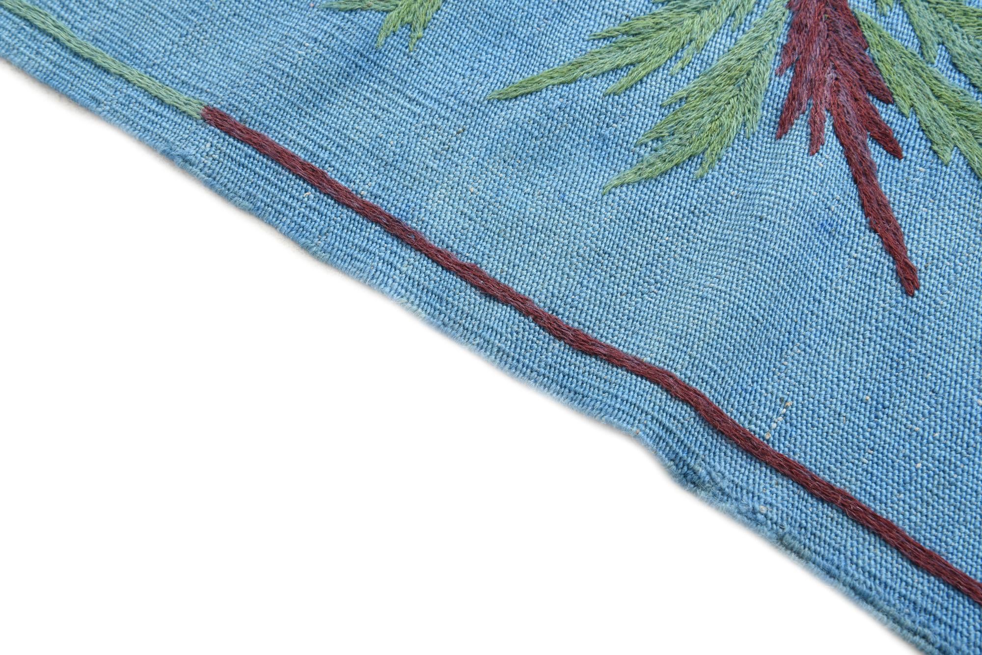 4' 11 x 5' 10 Hand Woven Kilim Suzani Wool Square Rug