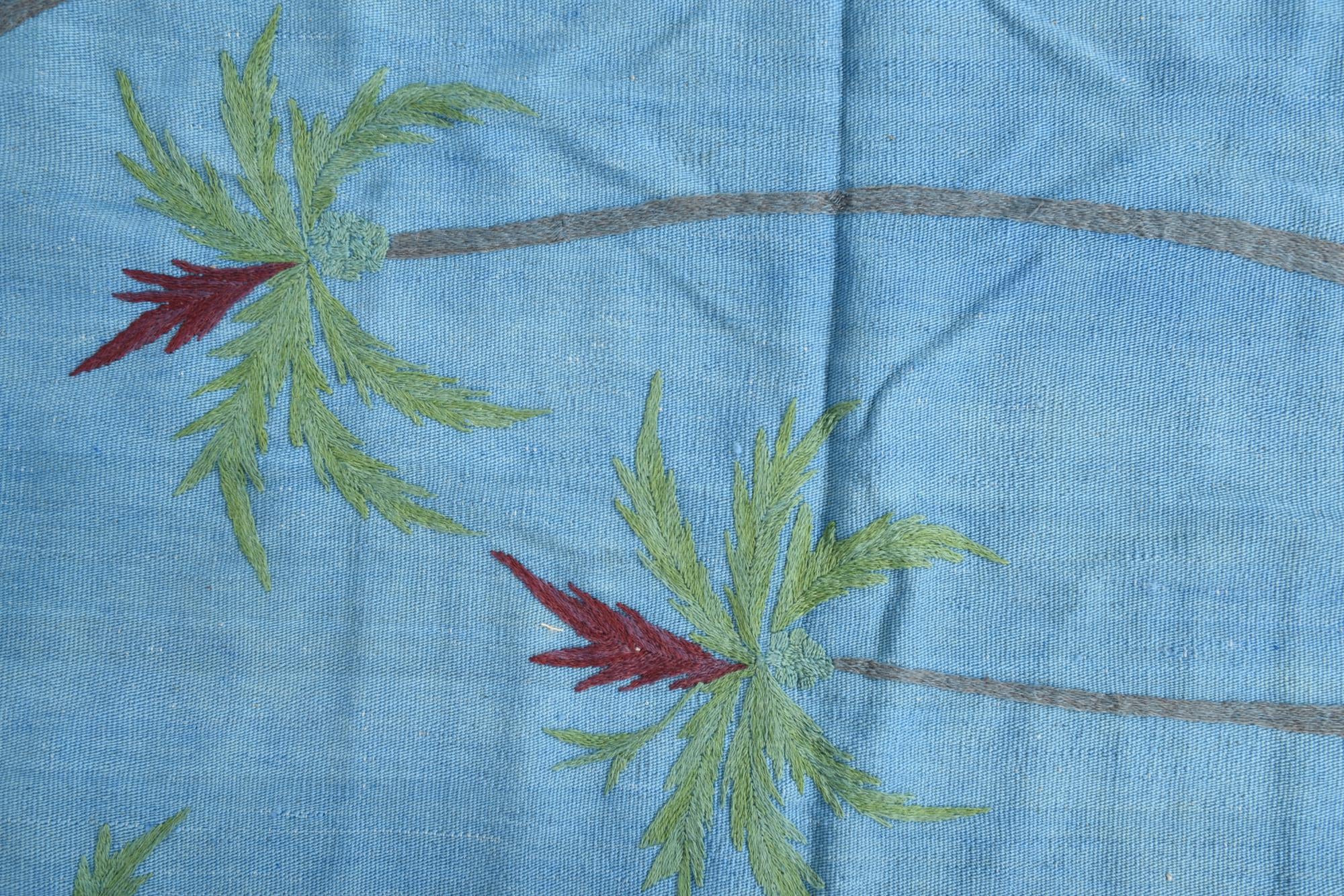 4' 11 x 5' 10 Hand Woven Kilim Suzani Wool Square Rug