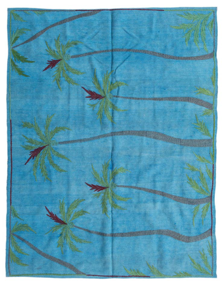Detail image of 4' 11 x 5' 10 Hand Woven Kilim Suzani Wool Square Rug